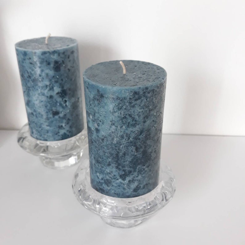 Navy blue pillar candles Unique midnight blue candles for