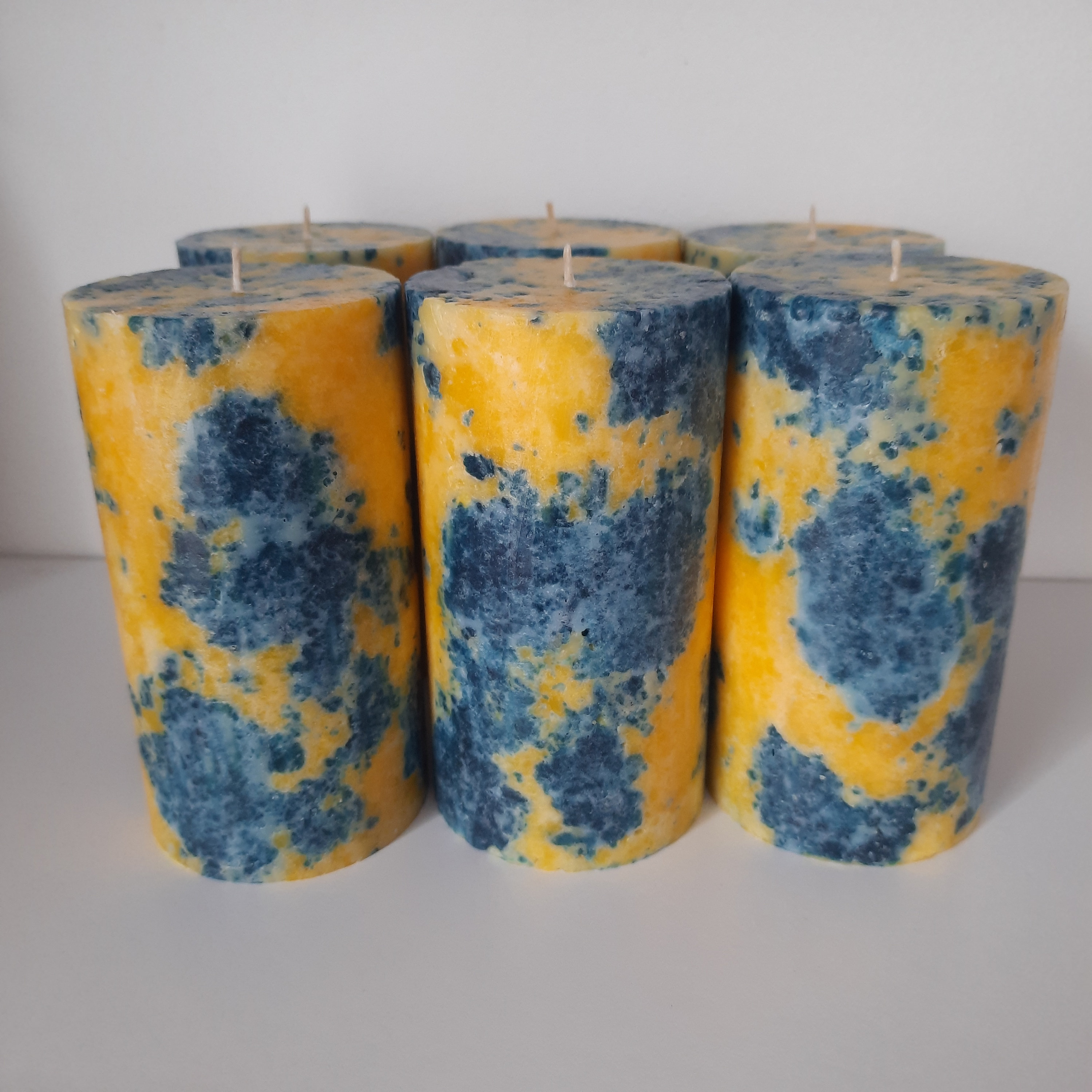 Dark Blue Yellow Decorative Candles Ukraine Candle Pillar Etsy Sweden
