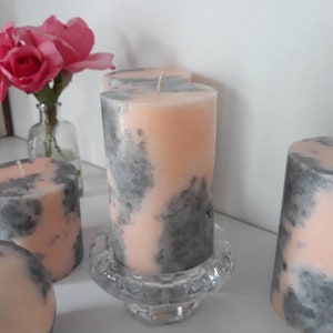 Light Peach and Gray Pillar Candles. Unique Decorative Candle for Home ...