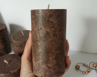 Dark Brown pillar candles. Decorative candles. Designer candles for brown centerpieces. Choose the size