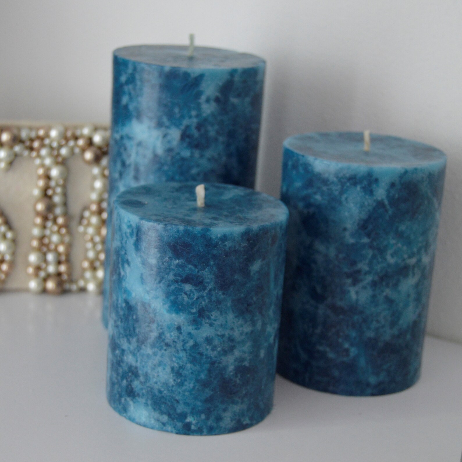 Navy Blue Pillar Candles Unique Midnight Blue Candles for Etsy