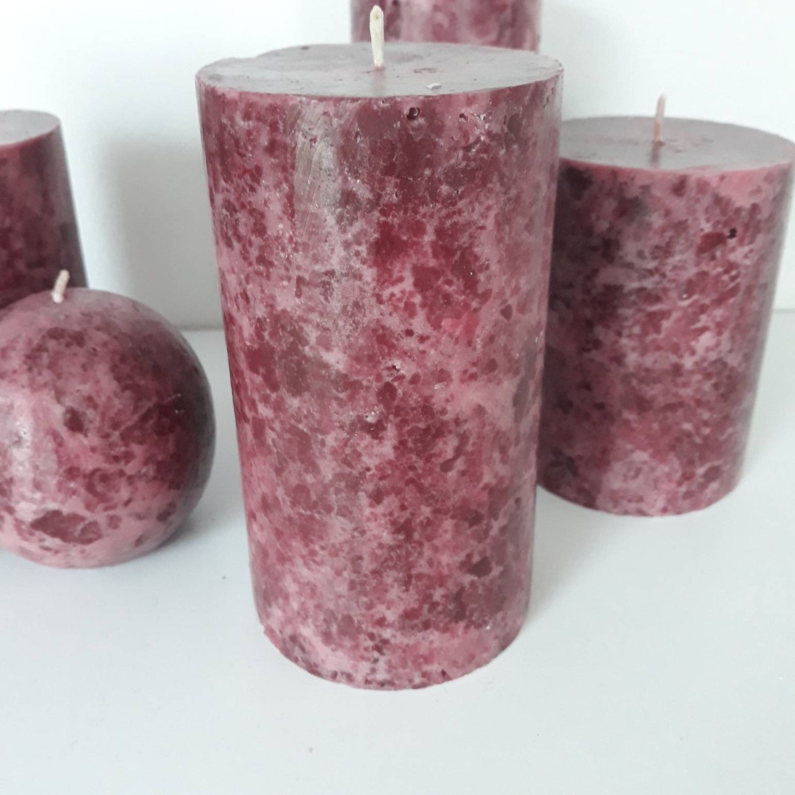 Burgundy Decorative Candles. Unique Pillar Candles for Hygge Etsy