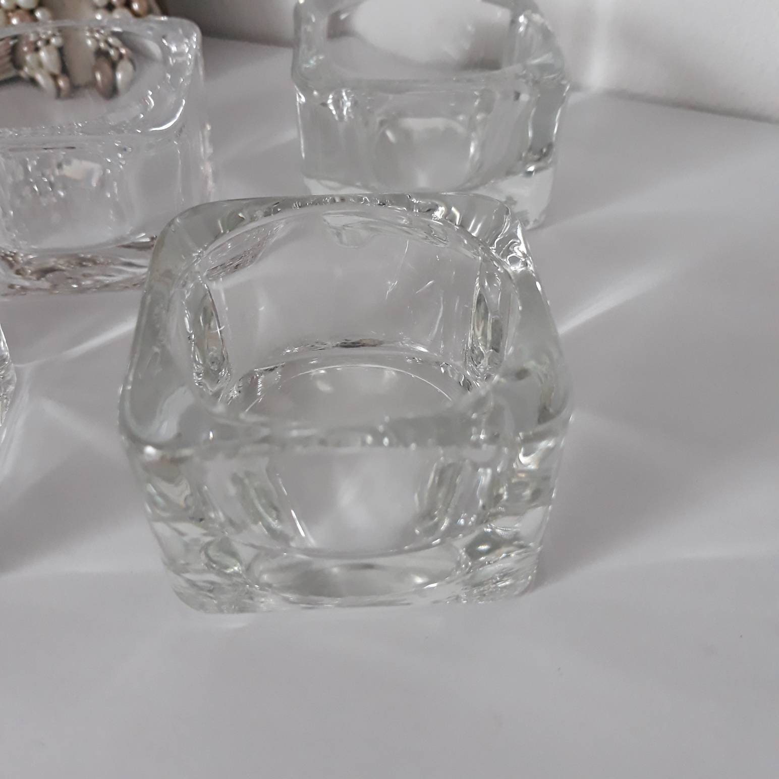Set of 3 Tea Light Candle Holders Clear Glass Candle Holders. Reusable 
