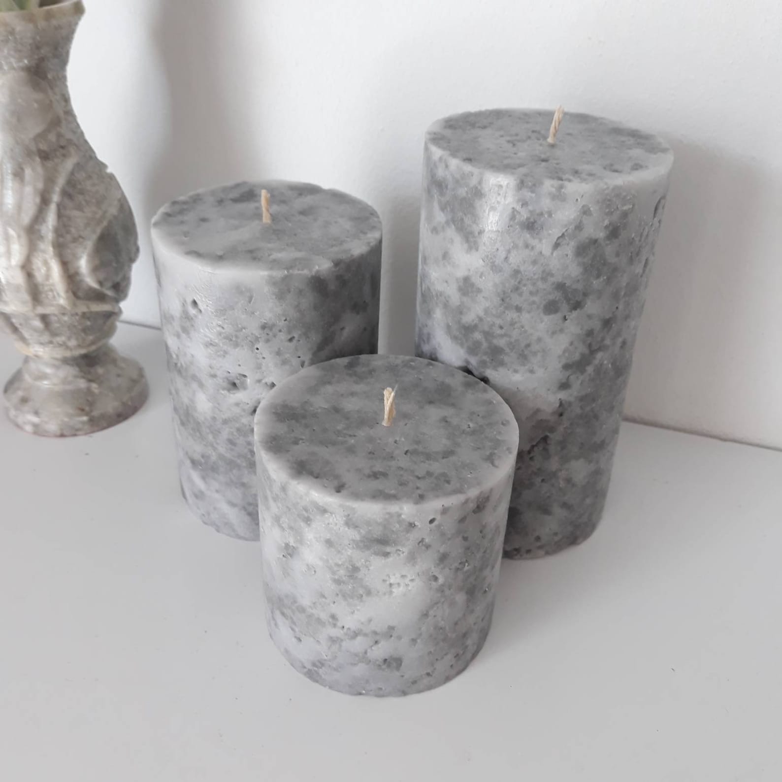 Grey Pillar Candles Unique Decorative Candles With Marble Etsy Australia