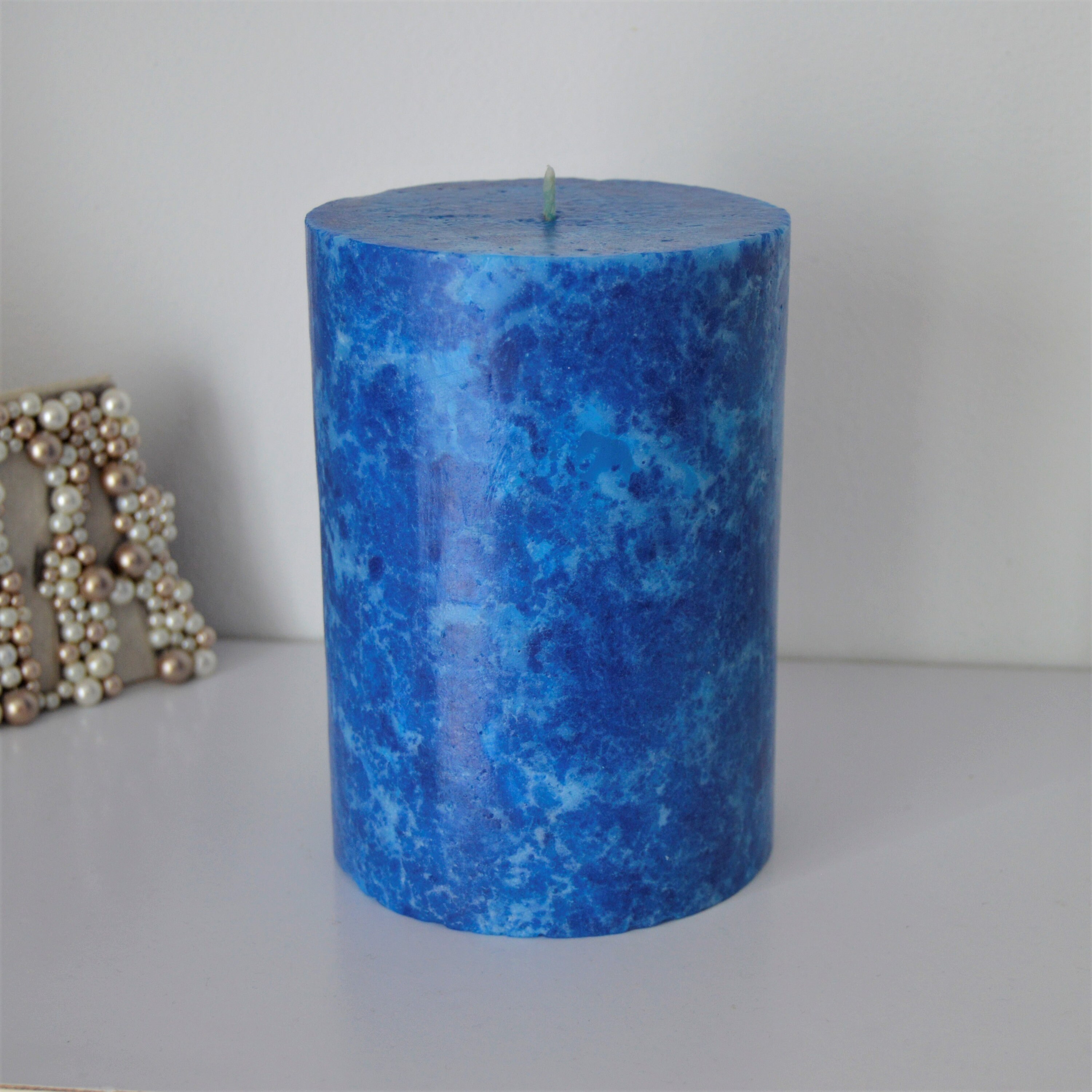 Classic Blue Pillar Candles. Unique Candles. Decorative Etsy
