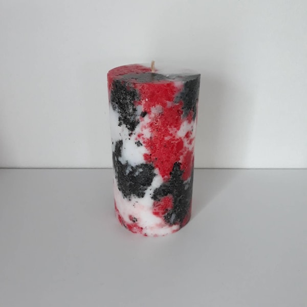 Black White Red Pillar Decorative candles. Unique pillar candles. Centerpiece candles