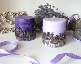 Lavender candle gift set of 2 scented candles - Purple candles whith essential oil candle - Proprovence gift