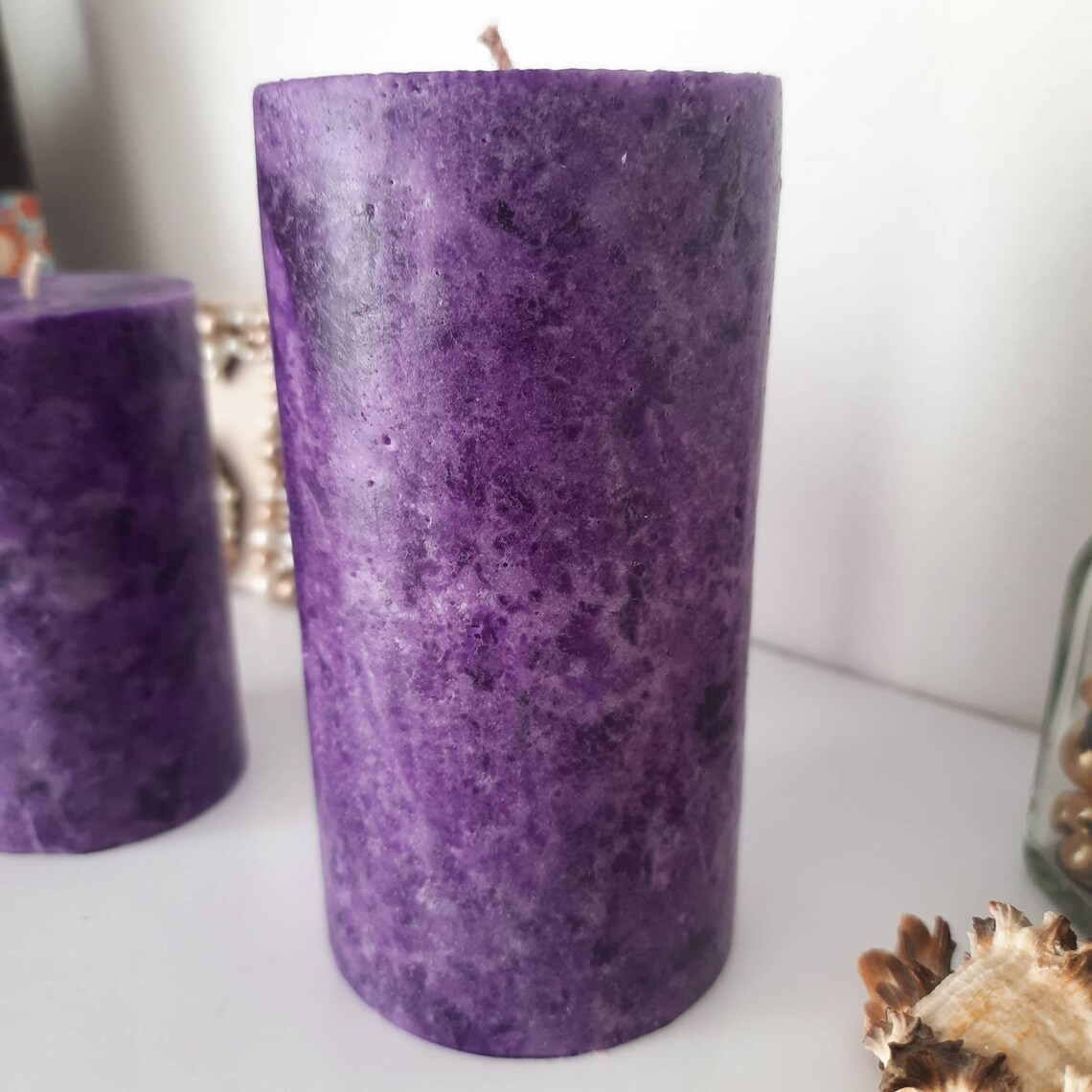 Dark Purple Candle. Decorative Candle. Pillar Candle. Ball Etsy