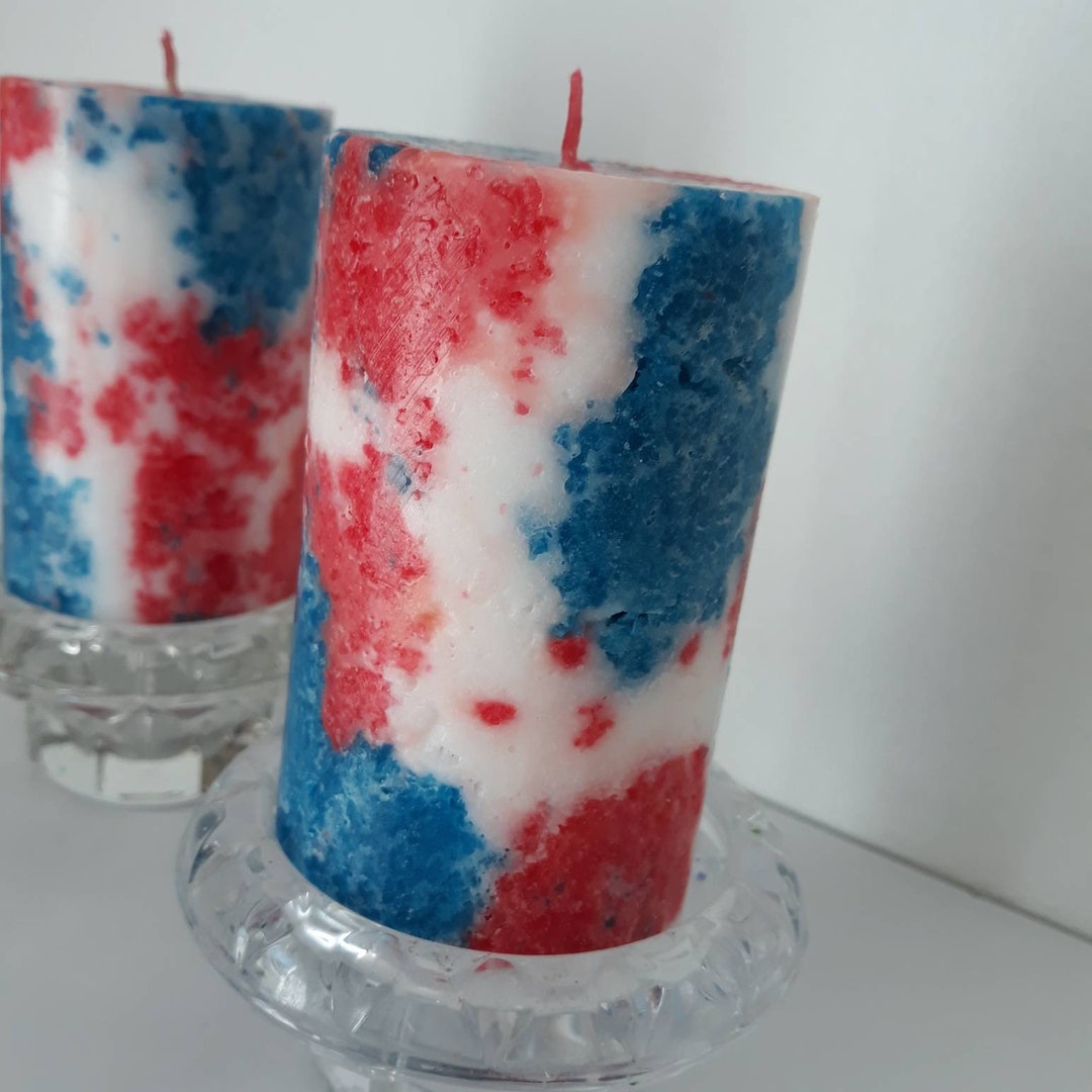 Unique Pillar Candles for Patriotic Decor. 4th of July Home Decor. Red