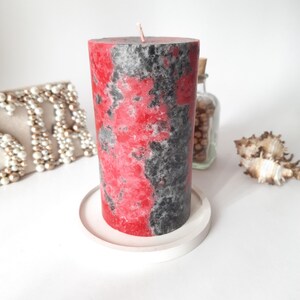 Black And Red Pillar Candles. Decorative candles. Halloween Candles. Goth Vampire Decor. Goth candles. Choose the size. image 5