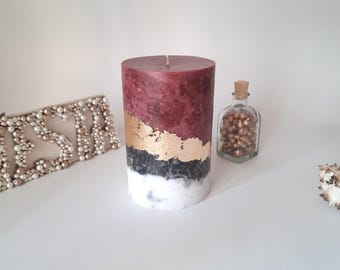 Burgundy Pillar Candles - Unscented Decorative Candles for Home Decor or Gift – Modern Classic Burgundy Candle Christmas gift. Choose a size