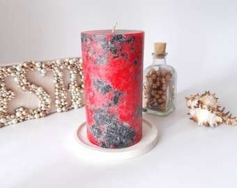 Black And Red Pillar Candles. Decorative candles. Halloween Candles. Goth Vampire Decor. Goth candles. Choose the size.