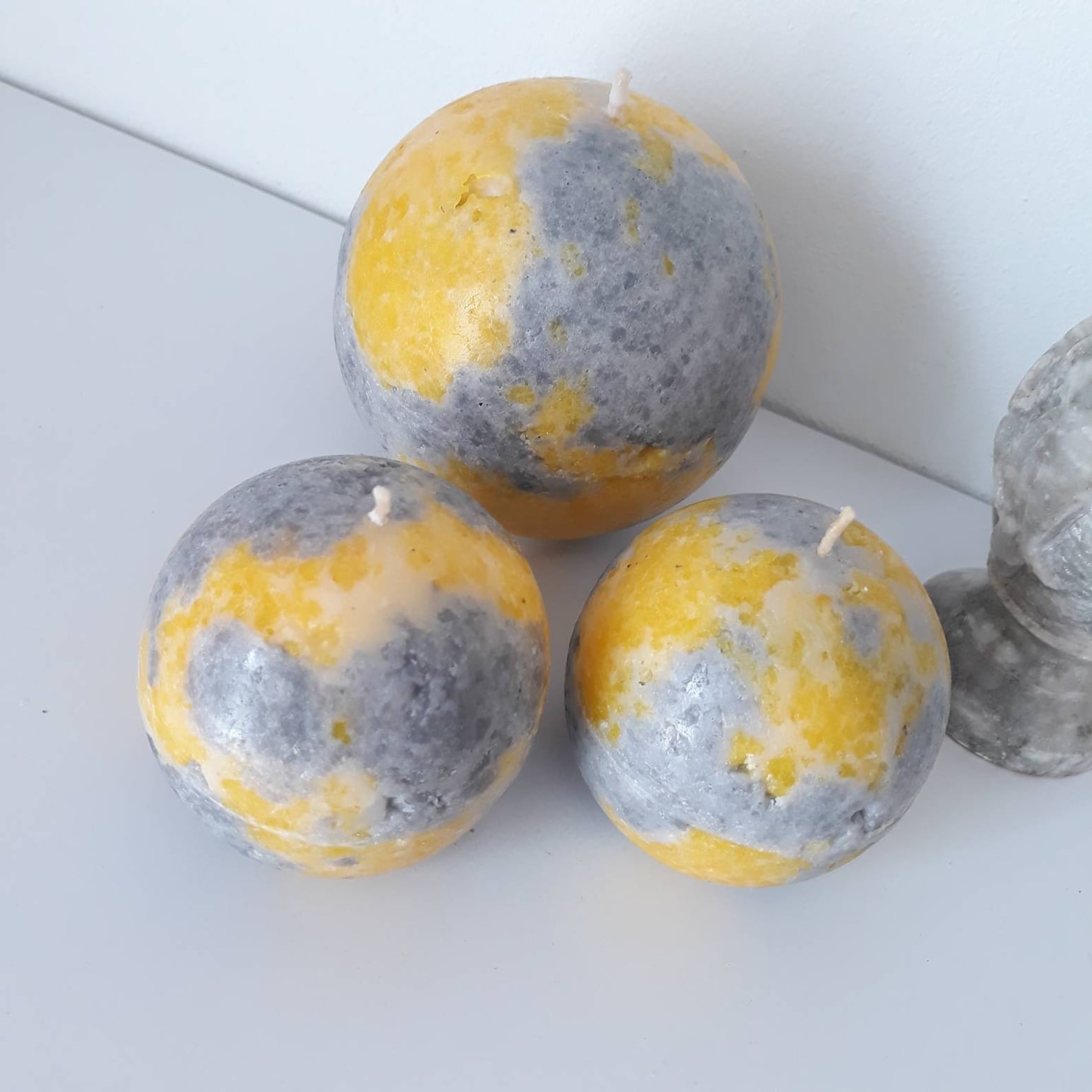 Yellow And Gray Pillar Candles. Decorative candle for Etsy