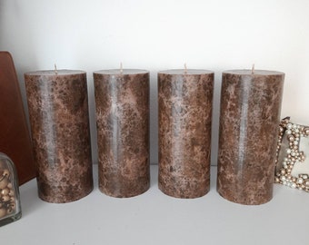 Dark Brown pillar candles. Decorative candles. Designer candles for brown centerpieces.