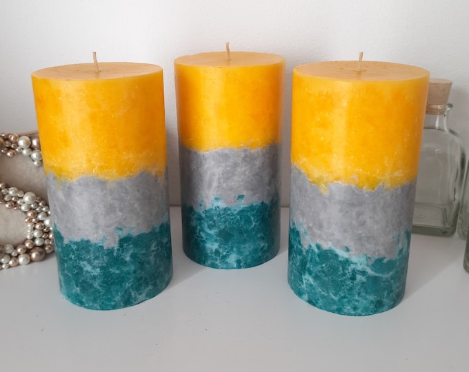 Decorative Candles Navy Blue Pillar Candles. Designer Candle. Etsy