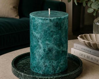 Teal Turquoise Pillar Candle. Unique candle for turquoise home decor.  Choose a size