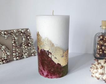 Burgundy Pillar Candles. Decorative candles for burgundy decor or Christmas gift. Unscented candles. Choose a size