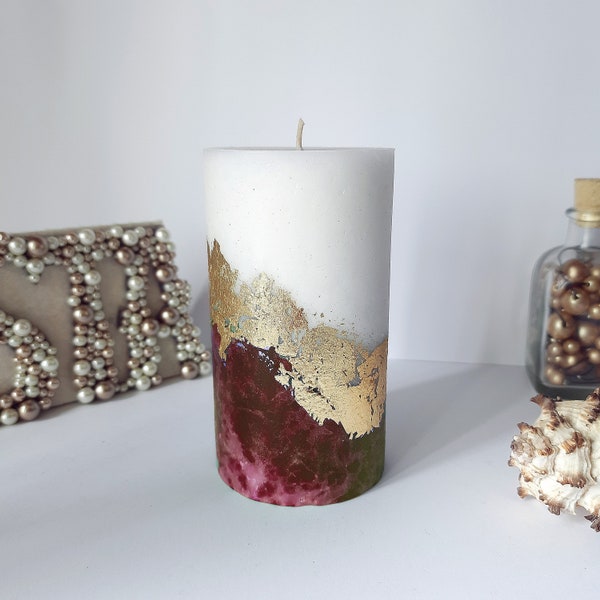 Burgundy Pillar Candles. Decorative candles for burgundy decor or Christmas gift. Unscented candles. Choose a size