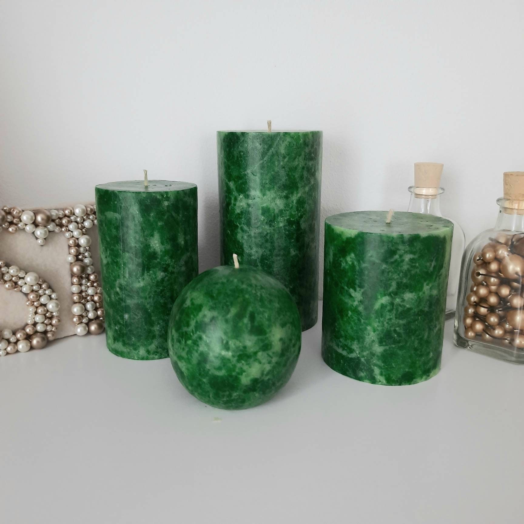 Emerald Green Pillar Candles. Unique Candles for Emerald Green Etsy