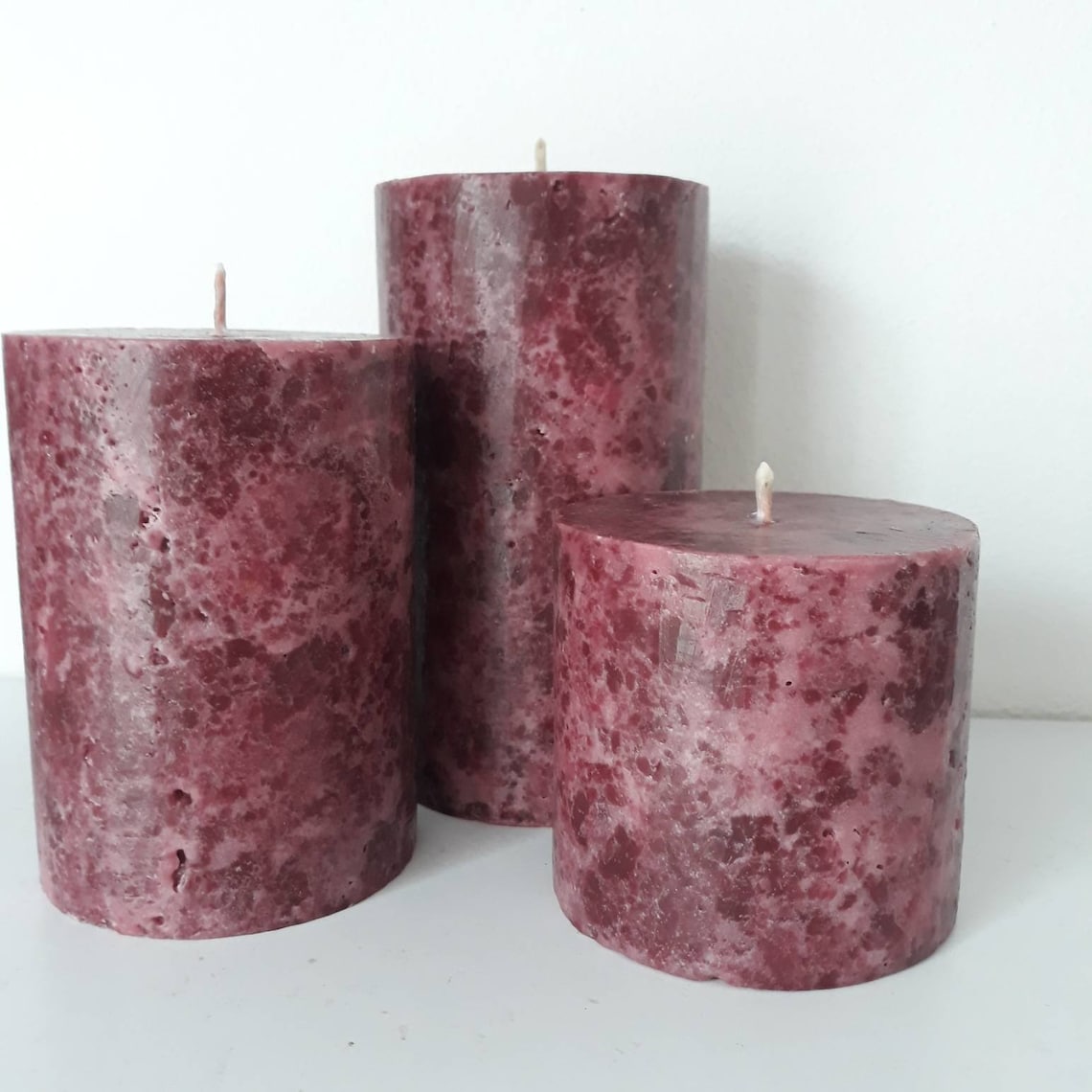 Burgundy Decorative Candles. Unique Pillar Candles for Hygge Etsy