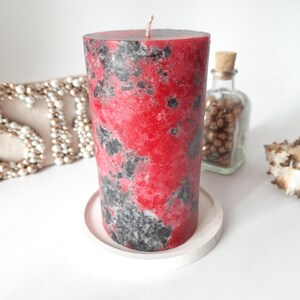 Black And Red Pillar Candles. Decorative candles. Halloween Candles. Goth Vampire Decor. Goth candles. Choose the size. image 6