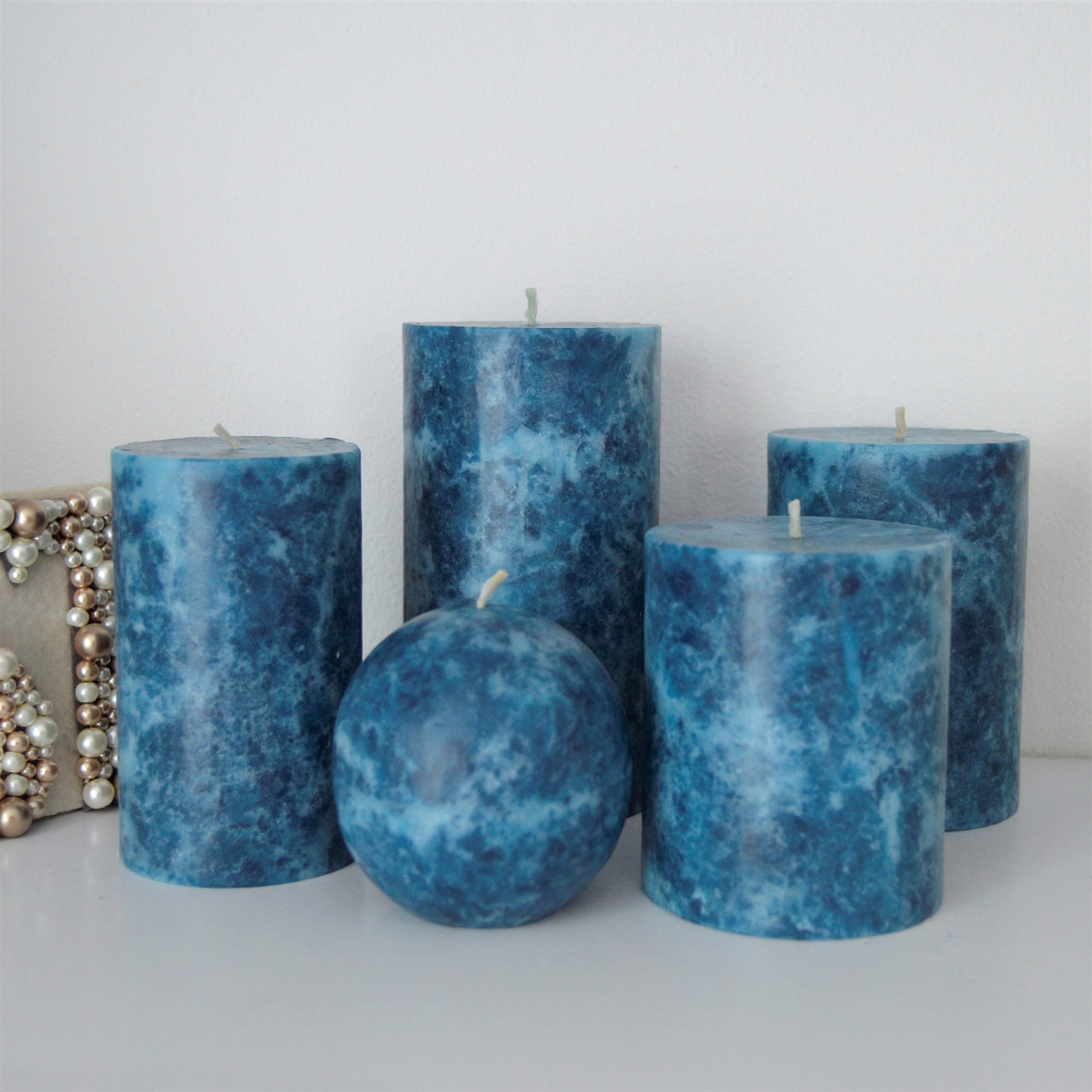 Navy Blue Pillar Candles Unique Midnight Blue Candles for Etsy