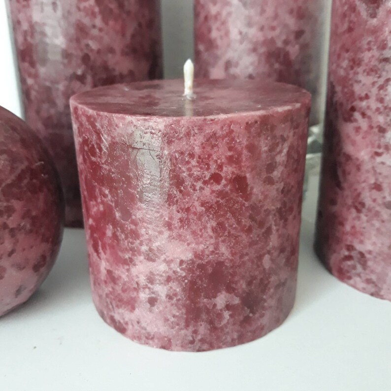 Burgundy Decorative Candles. Unique Pillar Candles for Hygge Etsy