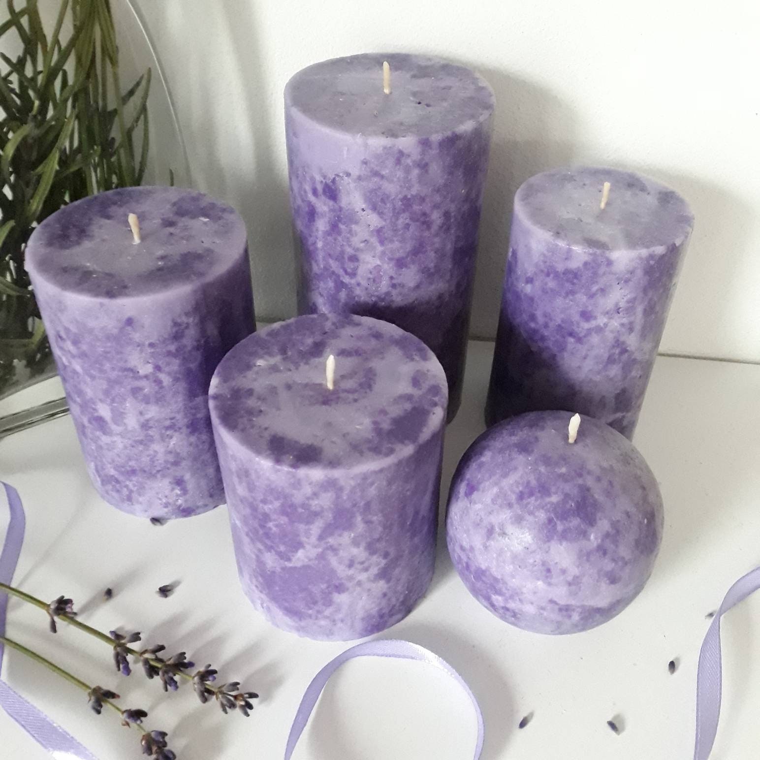 Purple Candles. Purple Pillar Candle. Unique Candle. Etsy