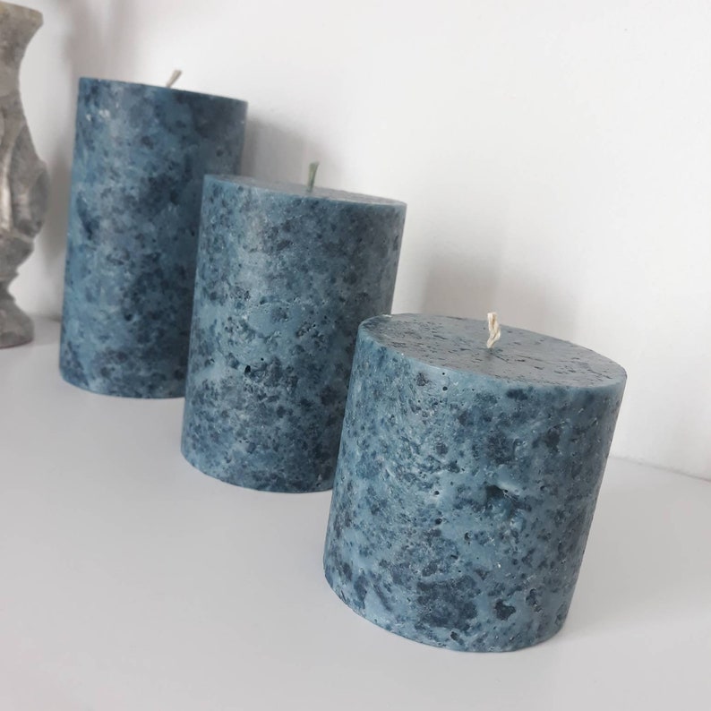 Navy blue pillar candles Unique midnight blue candles for