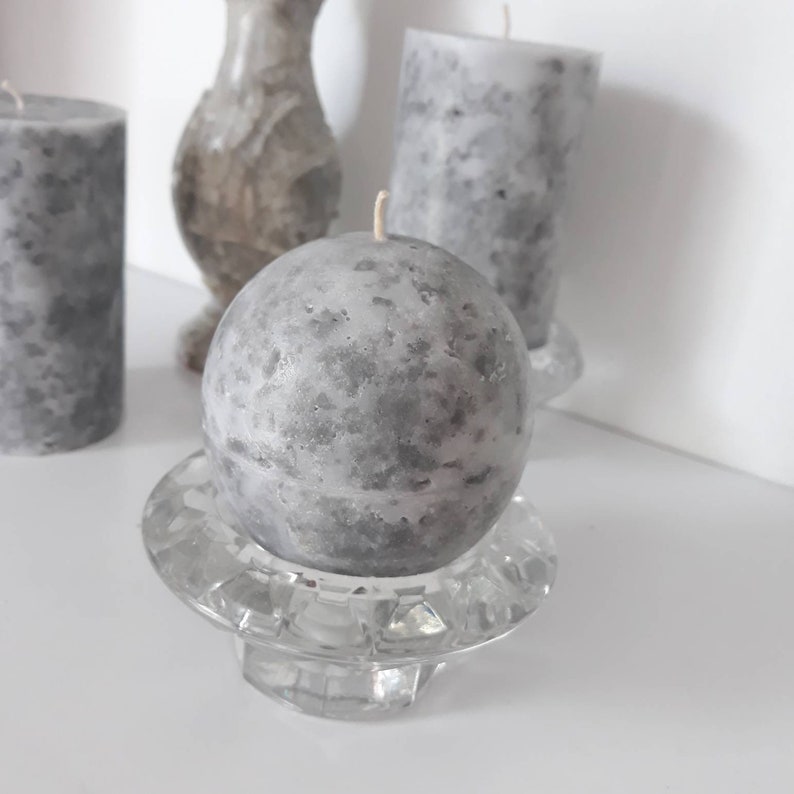 Grey pillar candles Unique decorative candles with marble Etsy