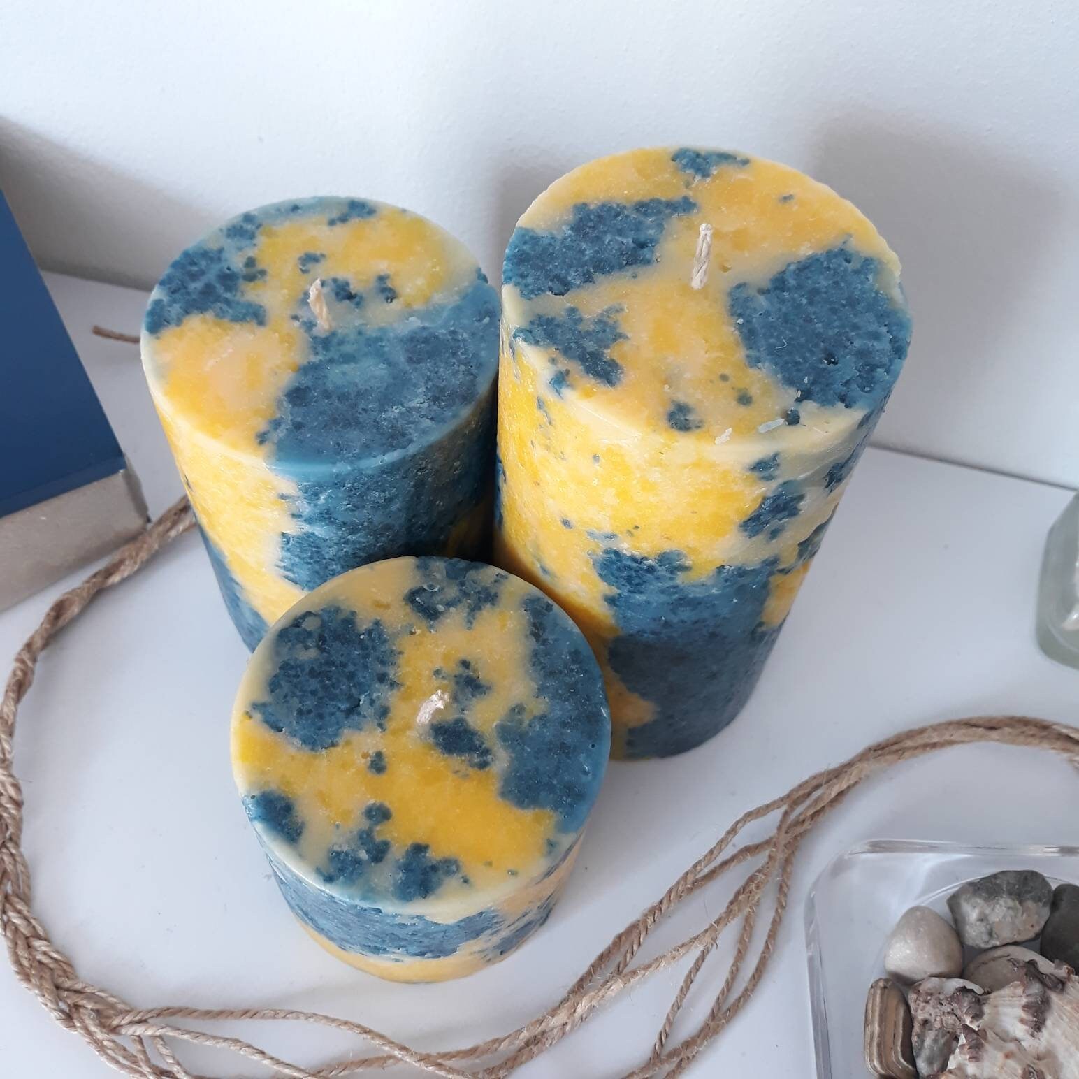Dark Blue Yellow Decorative Candles Ukraine Candle Pillar Etsy Sweden