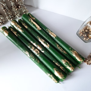 Emerald green Taper candles. Set o 6 decorative candles sticks.  Dinner candles 8 1/2" or 11"