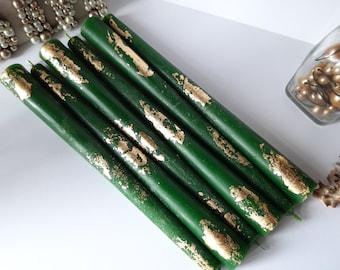 Emerald green Taper candles. Set o 6 decorative candles sticks.  Dinner candles 8 1/2" or 11"