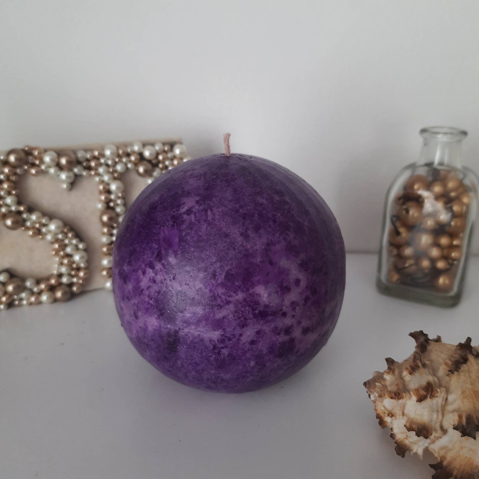 Dark Purple Candle. Decorative Candle. Pillar Candle. Ball Etsy