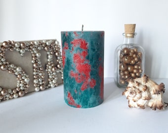 Teal red Candles. Pillar Candles for Teal red decor. Turquoise Decorative candle. Ball candle. Choose a size