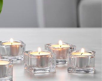 Set of 3 Tea Light Candle Holders - Clear Glass Candle Holders. Reusable