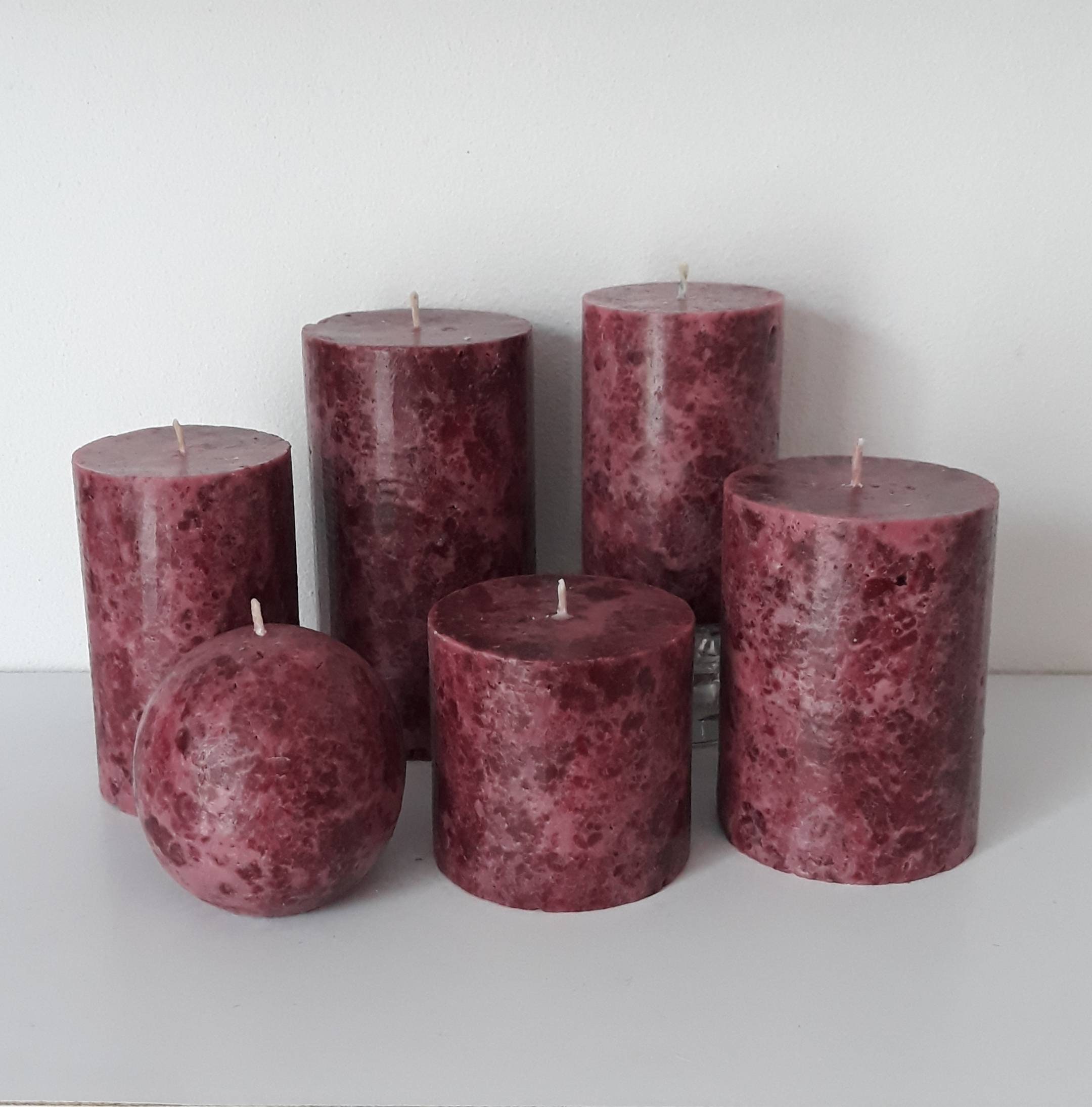 Burgundy Decorative Candles. Unique Pillar Candles for Home Etsy