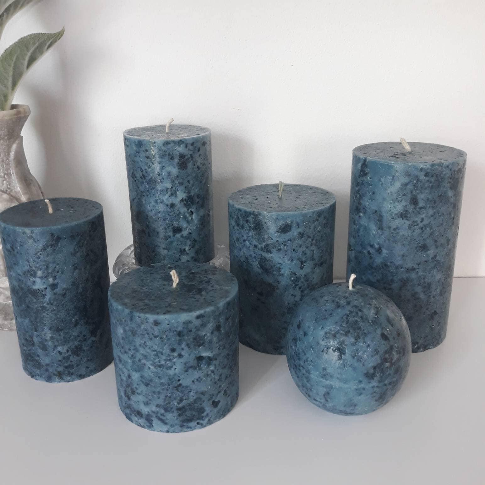 Navy blue pillar candles Unique midnight blue candles for Etsy