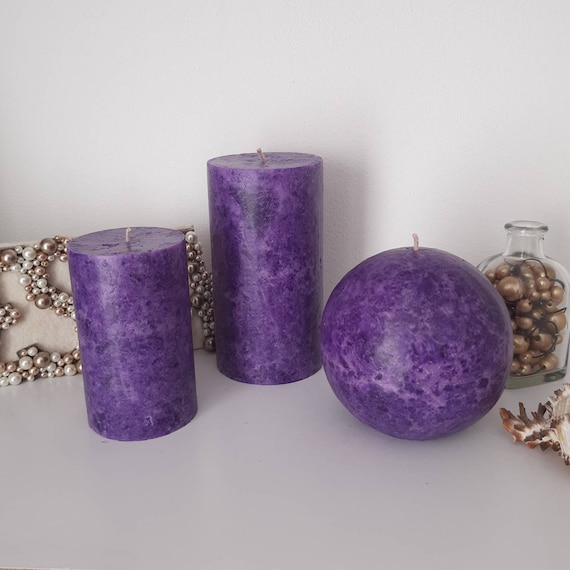Dark Purple Candle. Decorative Candle. Pillar Candle. Ball Etsy