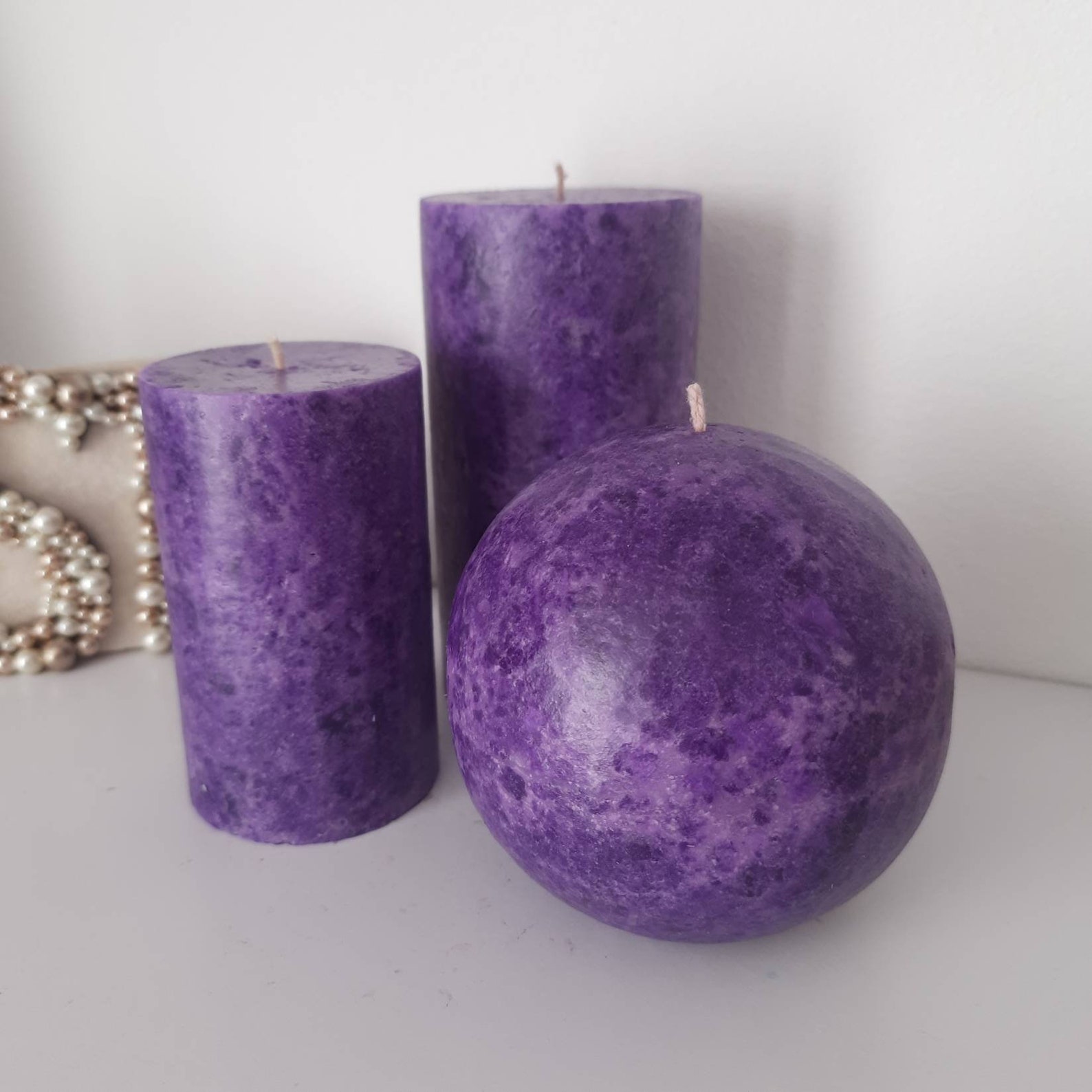 Dark Purple Candle. Decorative Candle. Pillar Candle. Ball Etsy