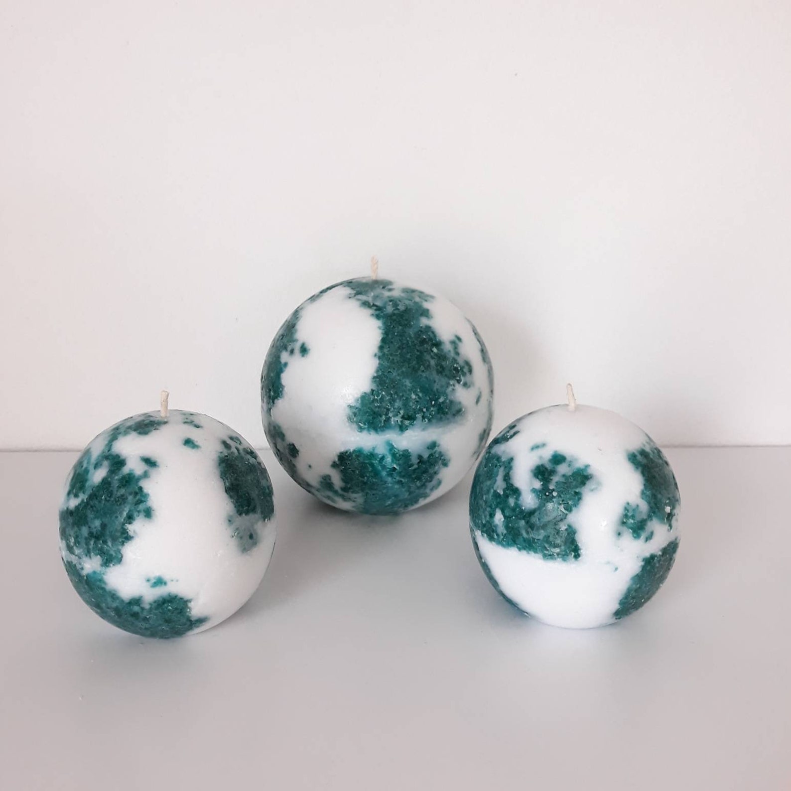 Unique decorative candles. Teal candle ball. Teal room decor. Etsy