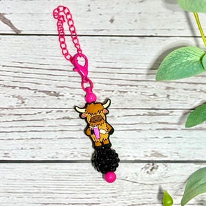 Beaded Charm for Tumblers | Cup Keychain with Chain & Silicone Beads