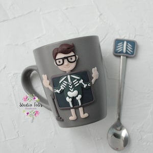 Radiology doctor gift, Doctor mug personalized, Handmade polymer clay coffee mug, Custom Doctor gift for man, Best doctor ever