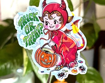 Devil kewpie, traditional tattoo sticker, tattoo sticker, holographic sticker, tattoo art, kewpie doll, halloween sticker