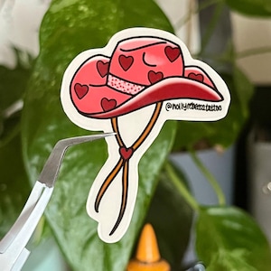 Cowboy hat, cowgirl, yeehaw, tattoo sticker, pink sticker, water bottle sticker