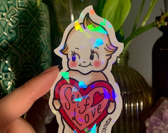 Holo Kewpie doll, tattoo sticker, holographic sticker, sailor Jerry