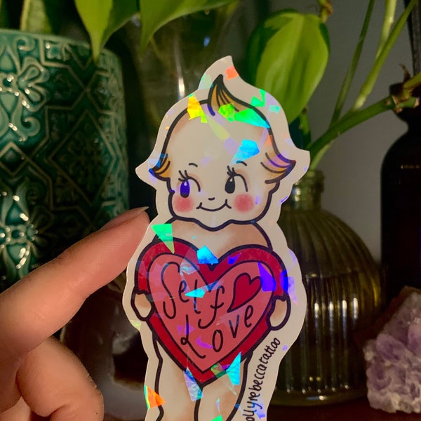 Holo Kewpie doll, tattoo sticker, holographic sticker, sailor Jerry