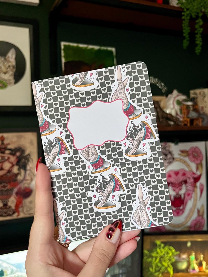 Mini Notebook, Diving Heart Lady, Traditional Tattoo, Alt Girl Gift ...