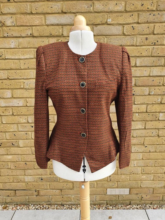 Black & brown tweed effect vintage 1980s jacket. 8