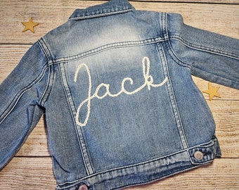 Hand Embroidered Personalised Stonewash Denim Jacket